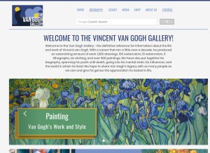 How vangoghgallery.com looks like on a tablet such as an iPad.