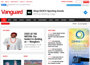 How vanguardngr.com looks like on a tablet such as an iPad.