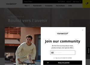 How vanmoof.com looks like on a tablet such as an iPad.