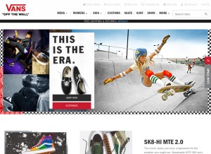 How vans.ca looks like on a tablet such as an iPad.