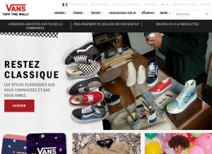 How vans.com looks like on a tablet such as an iPad.