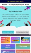 How vapeciga.com looks like on a mobile device such as an iPhone.