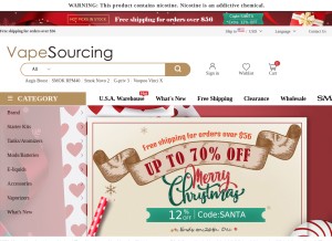 How vapesourcing.com looks like on a tablet such as an iPad.