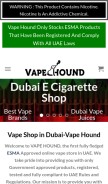 How vaping-dubai.com looks like on a mobile device such as an iPhone.
