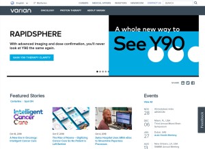 How varian.com looks like on a tablet such as an iPad.