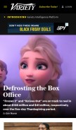 How variety.com looks like on a mobile device such as an iPhone.