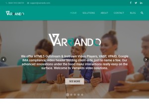 How varrando.com looks like on a tablet such as an iPad.