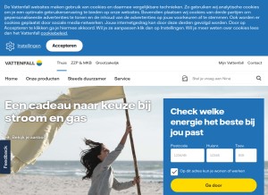How vattenfall.nl looks like on a tablet such as an iPad.