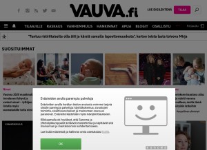 How vauva.fi looks like on a tablet such as an iPad.