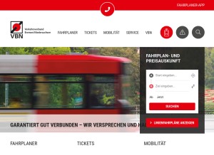 How vbn.de looks like on a tablet such as an iPad.