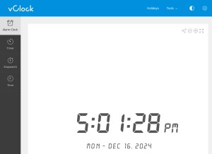 How vclock.com looks like on a tablet such as an iPad.