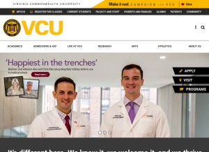 How vcu.edu looks like on a tablet such as an iPad.