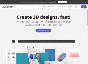 How vectary.com looks like on a tablet such as an iPad.