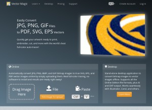 How vectormagic.com looks like on a tablet such as an iPad.