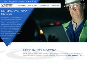How vectorsolutions.com looks like on a tablet such as an iPad.