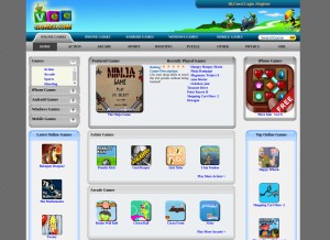 How veegames.com looks like on a tablet such as an iPad.