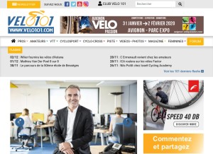 How velo101.com looks like on a tablet such as an iPad.