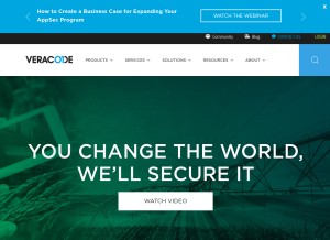 How veracode.com looks like on a tablet such as an iPad.
