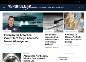 How verdadeufo.com.br looks like on a tablet such as an iPad.