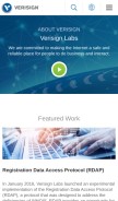 How verisignlabs.com looks like on a mobile device such as an iPhone.