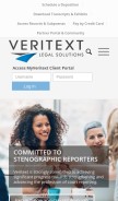 How veritext.com looks like on a mobile device such as an iPhone.