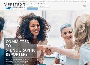 How veritext.com looks like on a tablet such as an iPad.