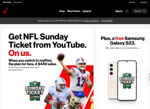 How verizon.com looks like on a tablet such as an iPad.