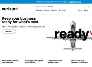 How verizonenterprise.com looks like on a tablet such as an iPad.