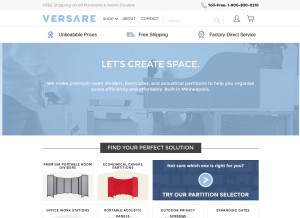 How versare.com looks like on a tablet such as an iPad.