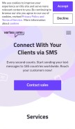 How vertexsms.com looks like on a mobile device such as an iPhone.