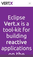 How vertx.io looks like on a mobile device such as an iPhone.