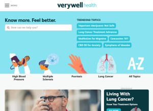How verywellhealth.com looks like on a tablet such as an iPad.