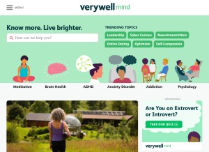 How verywellmind.com looks like on a tablet such as an iPad.