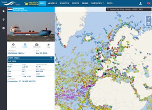 How vesselfinder.com looks like on a tablet such as an iPad.