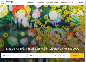 How vexere.com looks like on a tablet such as an iPad.