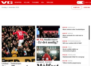 How vgnett.no looks like on a tablet such as an iPad.