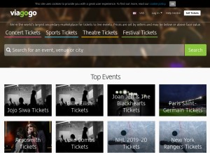 How viagogo.com looks like on a tablet such as an iPad.