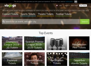 How viagogo.es looks like on a tablet such as an iPad.