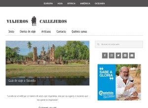 How viajeroscallejeros.com looks like on a tablet such as an iPad.