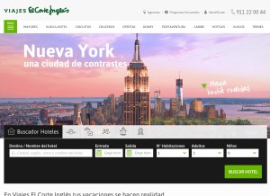 How viajeselcorteingles.es looks like on a tablet such as an iPad.