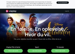 How viaplay.dk looks like on a tablet such as an iPad.