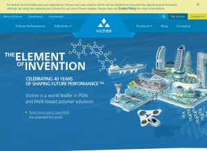 How victrex.com looks like on a tablet such as an iPad.