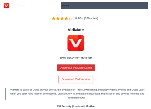 How vid-mate.mobi looks like on a tablet such as an iPad.