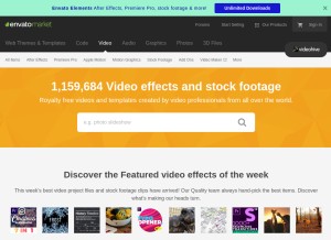 How videohive.net looks like on a tablet such as an iPad.