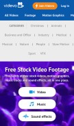 How videvo.net looks like on a mobile device such as an iPhone.