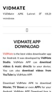 How vidmateapkfree.com looks like on a mobile device such as an iPhone.
