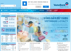 How vietinbank.vn looks like on a tablet such as an iPad.
