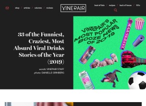 How vinepair.com looks like on a tablet such as an iPad.