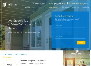 How vinyllight.ca looks like on a tablet such as an iPad.