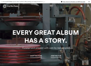 How vinylmeplease.com looks like on a tablet such as an iPad.